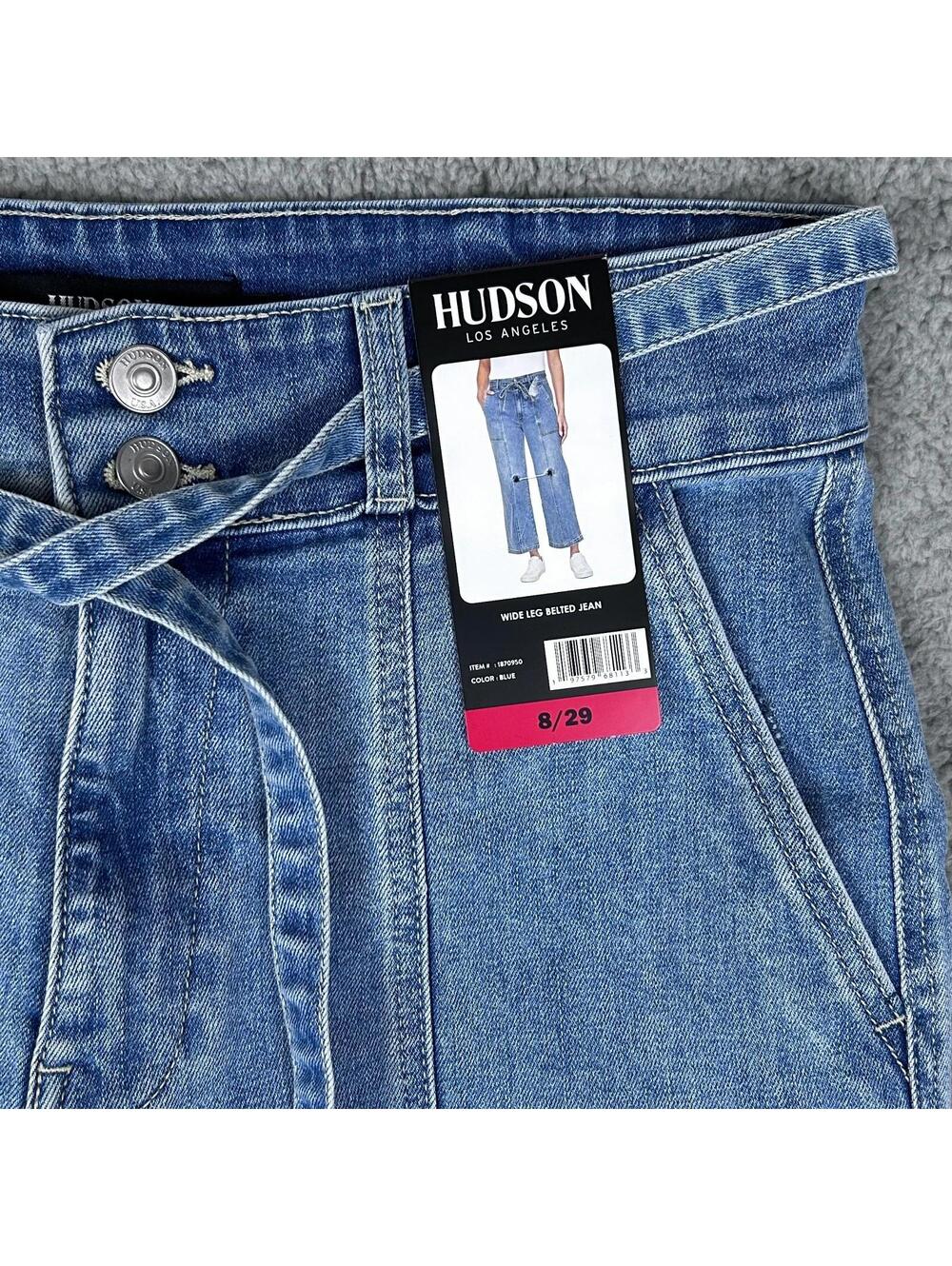 Hudson Los Angeles Womens Wide Leg Belted Jeans Size 8/29 Blue Faded Denim - Picture 7 of 12